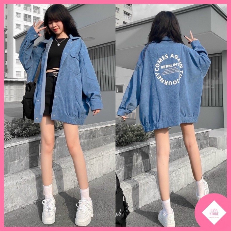 Áo Khoác Nhung Gân Sơmi Jacket in Comes.Again Unisex Form Freesize Siêu Xinh