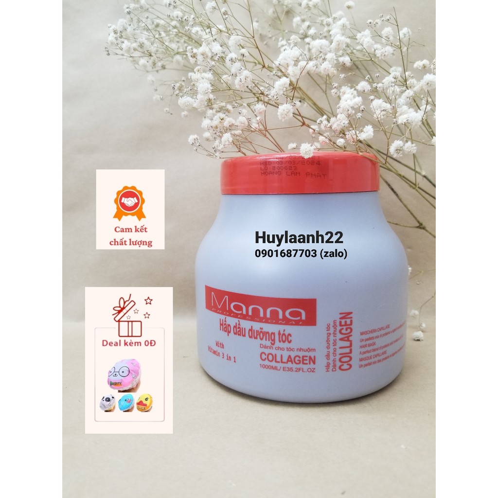 Ủ tóc, dầu hấp dưỡng ẩm phục hồi Siêu Mềm Mượt Hương Nước Hoa Collagen 1000ml az008 + nón trùm ủ tó