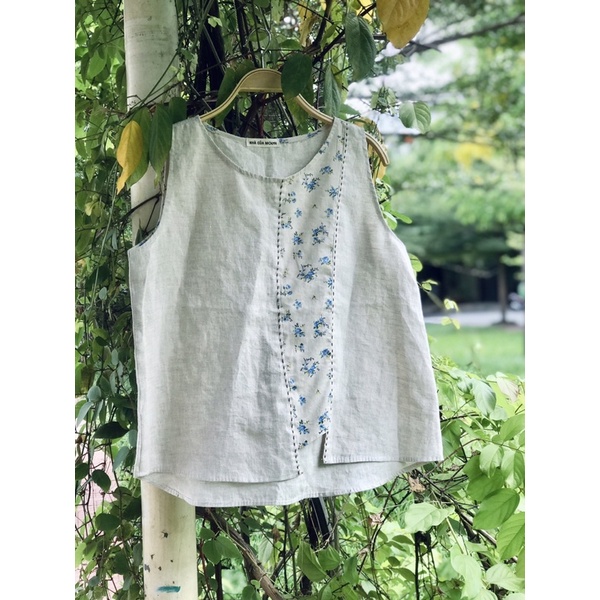 Áo sát nách Linen Tưng phối bông- Nhà của Moon