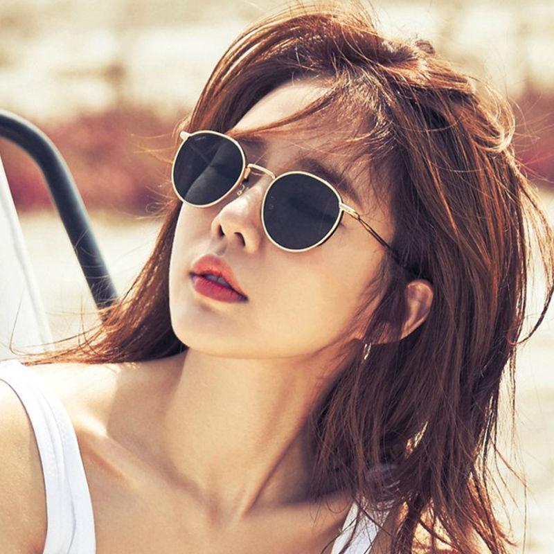 Kính mát gọng tròn kim loại phong cách thời trang vintage đi biển 3447
