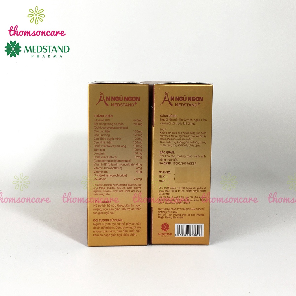 Giảm mất ngủ Medstand hàm lượng cao Đông trùng hạ thảo và linh chi, an thần, tạo giấc ngủ sâu Hộp 60 viên