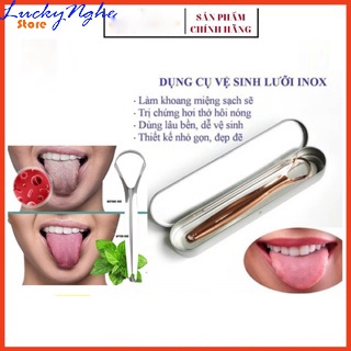 Dụng cụ nạo lưỡi, cạo lưỡi, vệ sinh lưỡi người lớn bằng inox, thép không gỉ hết rêu lưỡi, hơi thở hôi tặng kèm hộp