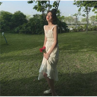 Đầm xanh nhạt dài tay bồng xoè dáng ngắn công chúa kiểu hàn quốc