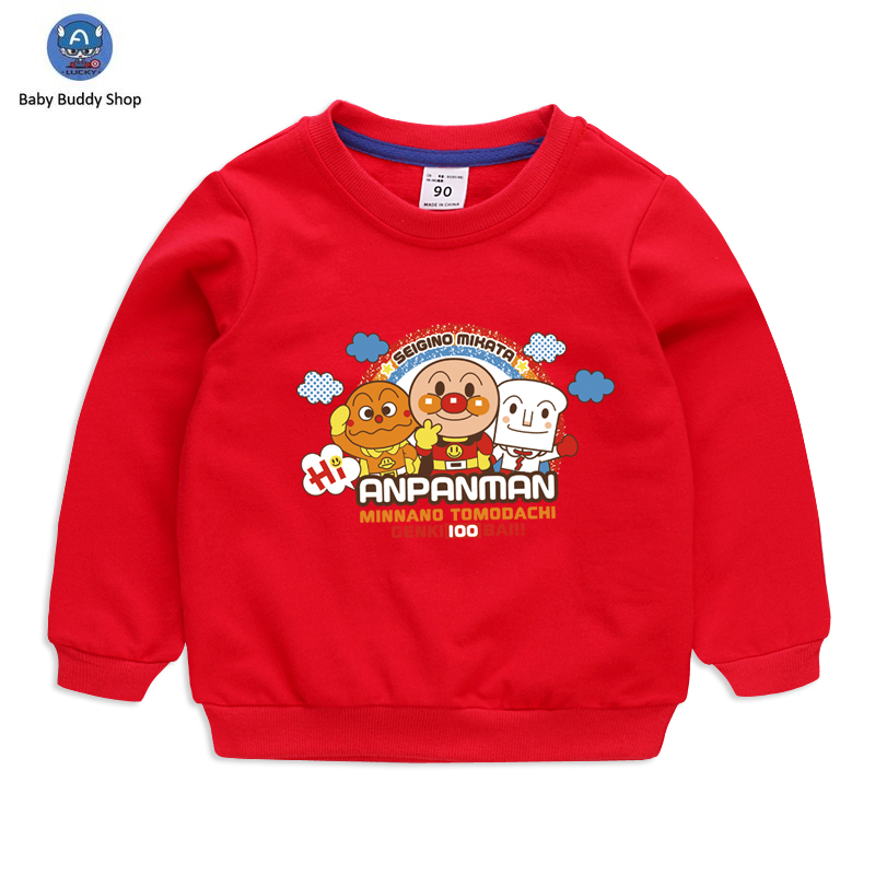 Áo Thun Cotton Tay Dài In Hoạt Hình Anpanman Có 10 Màu Cho Bé