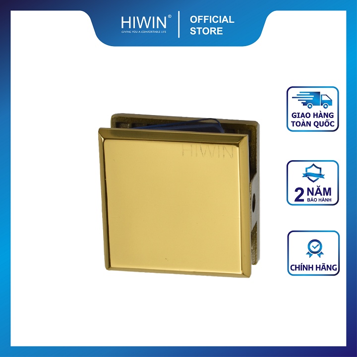 Kẹp chân kính 0 độ phòng tắm kính cạnh vát chất liệu inox 304 mạ vàng bóng HIWIN FC-2080G