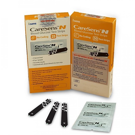 HỘP 25 QUE THỬ ĐƯỜNG HUYẾT CareSens dạng vỉ