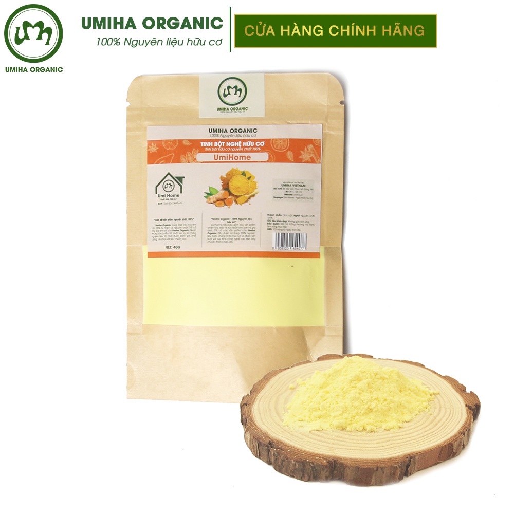 Tinh bột Nghệ đắp mặt nạ hữu cơ UMIHA nguyên chất 40G | Turmeric Powder 100% Organic