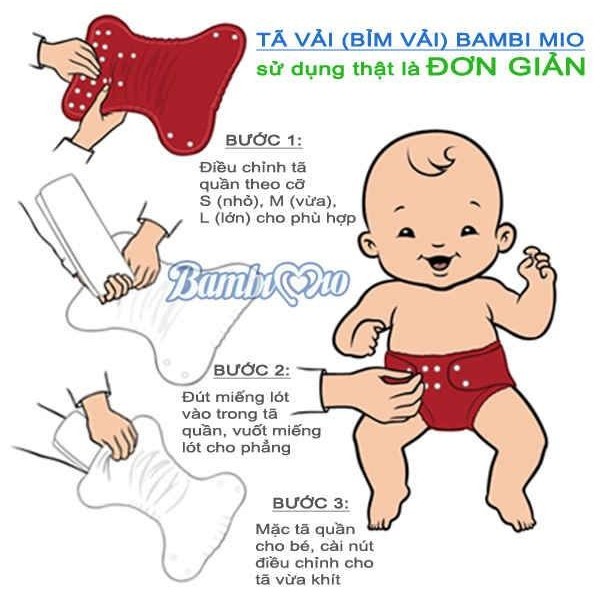 Bộ 2 tã vải Bambimio ban ngày size M(3-16kg)