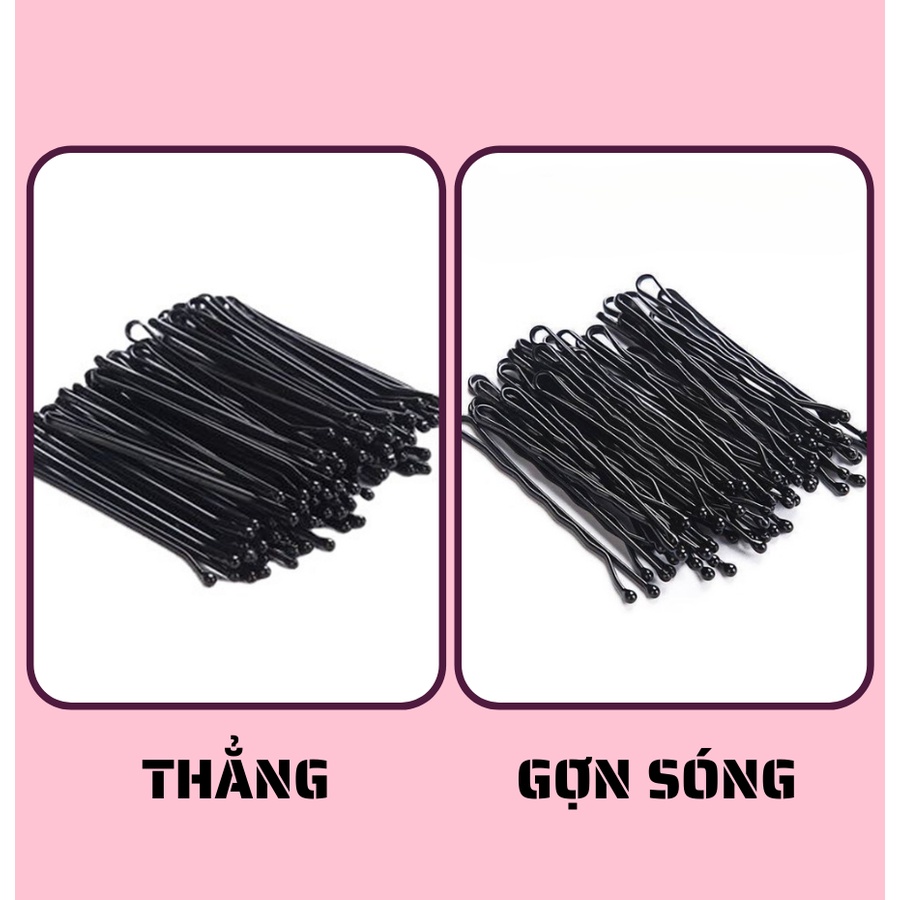 Kẹp tóc kẹp tâm xỉa màu đen dễ thương thời trang hộp 100 cái MEOW STORE KT05