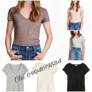 Áo thun trơn cổ tim #hm basic