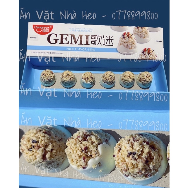 Bánh Ngũ Cốc Phủ Kem Gemi Vị Sữa( 1 hộp )
