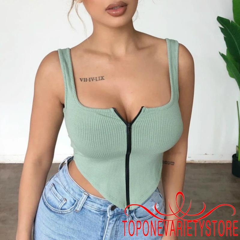 Áo Tank Top Sát Nách Phối Khoá Kéo Thời Trang Cho Nữ | BigBuy360 - bigbuy360.vn