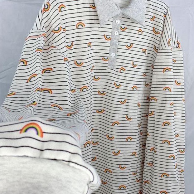 Áo Polo Nỉ, Áo Nỉ Nữ Cầu Vồng Form Rộng Chất Nỉ Mịn Dày Dặn Saniee Clother | BigBuy360 - bigbuy360.vn