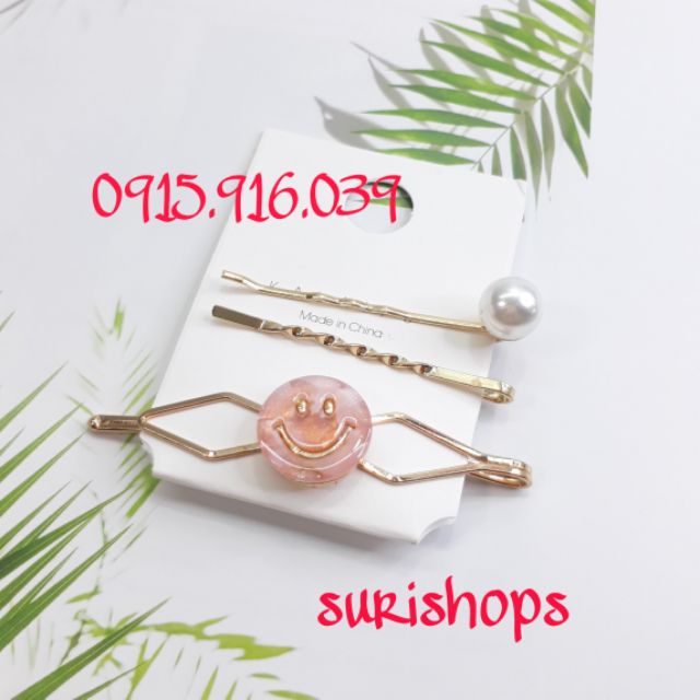 Set 3 Kẹp Tóc Mái Trend, Set 3 Kẹp tóc mái kiểu retro