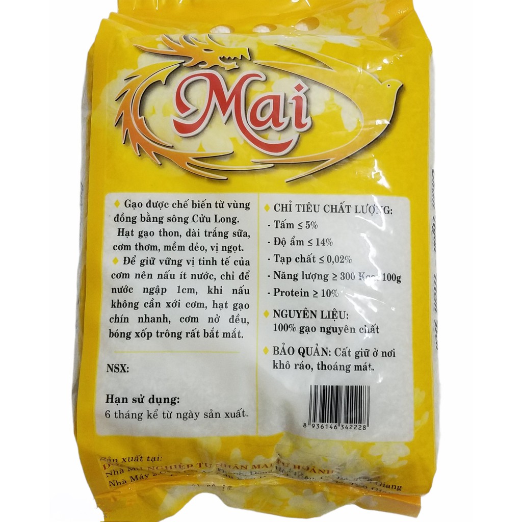 Gạo Thơm Mai Vàng - Mai Tư Hoảnh túi 5kg