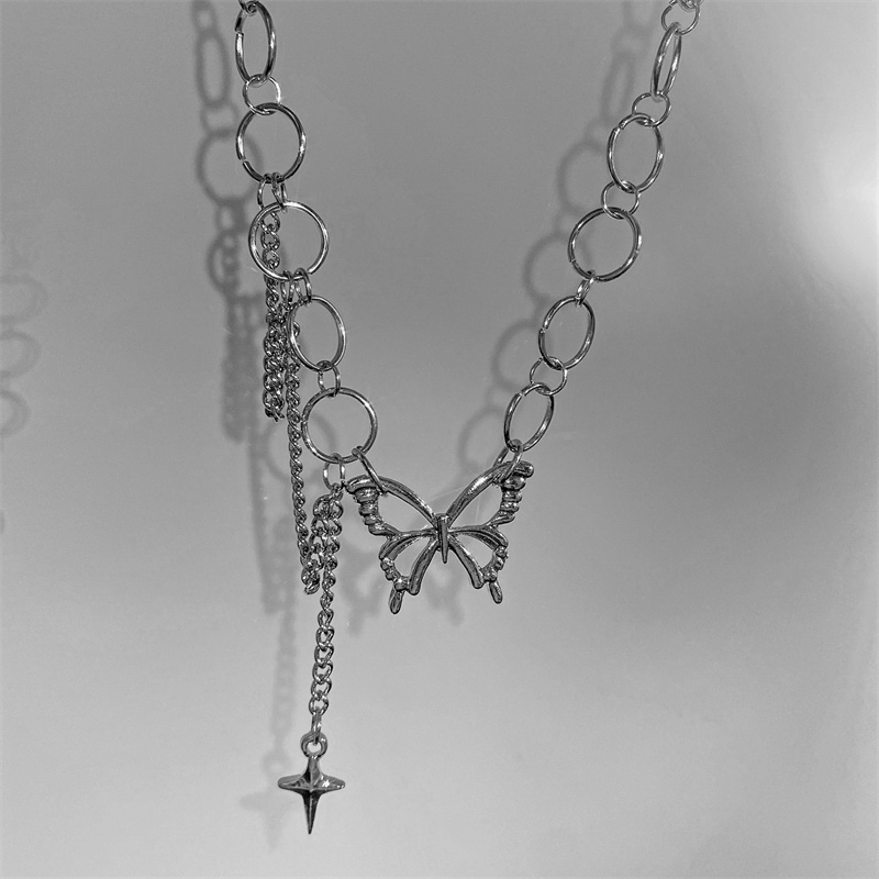 iF YOU Vòng cổ   mạ bạc mặt bướm/ trái tim phong cách Hàn Quốc thời trang cho nữ