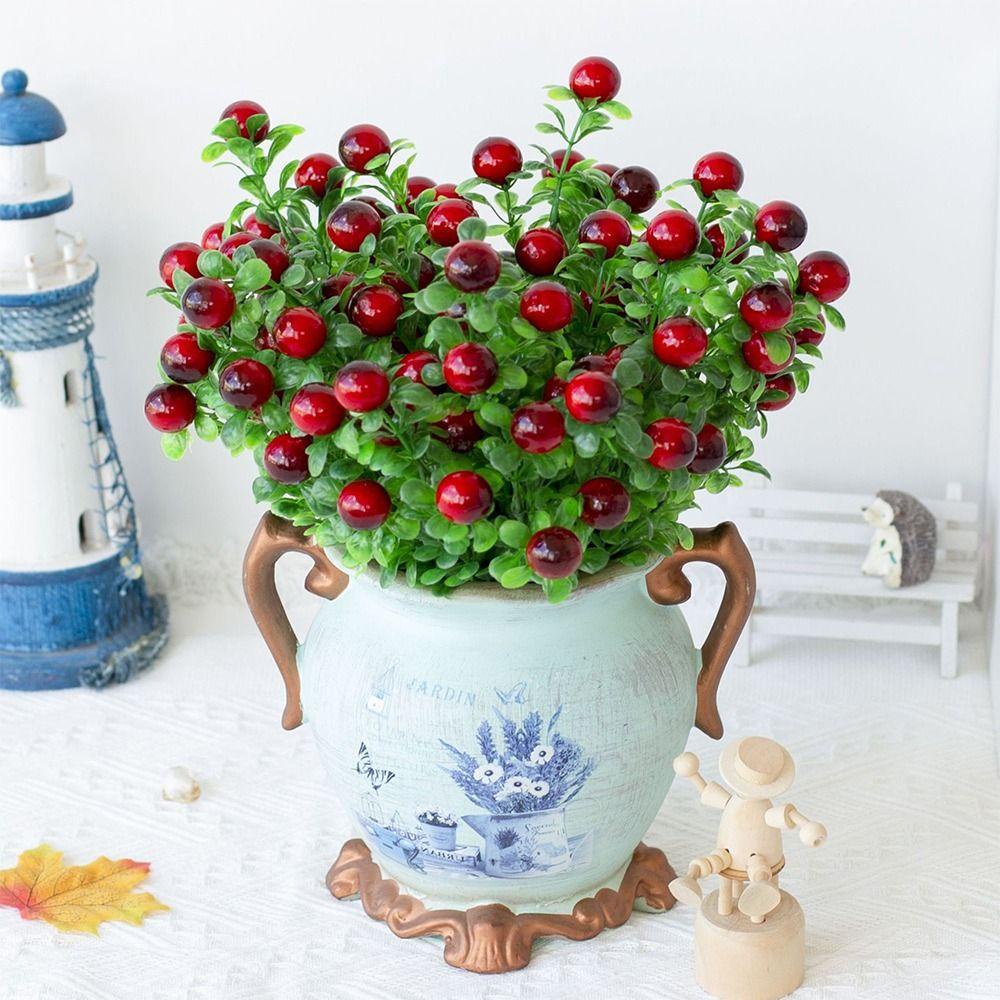 Chậu Hoa / Trái Cây Mini Bằng Nhựa 5 Màu Để Bàn Trang Trí Giáng Sinh Có 2