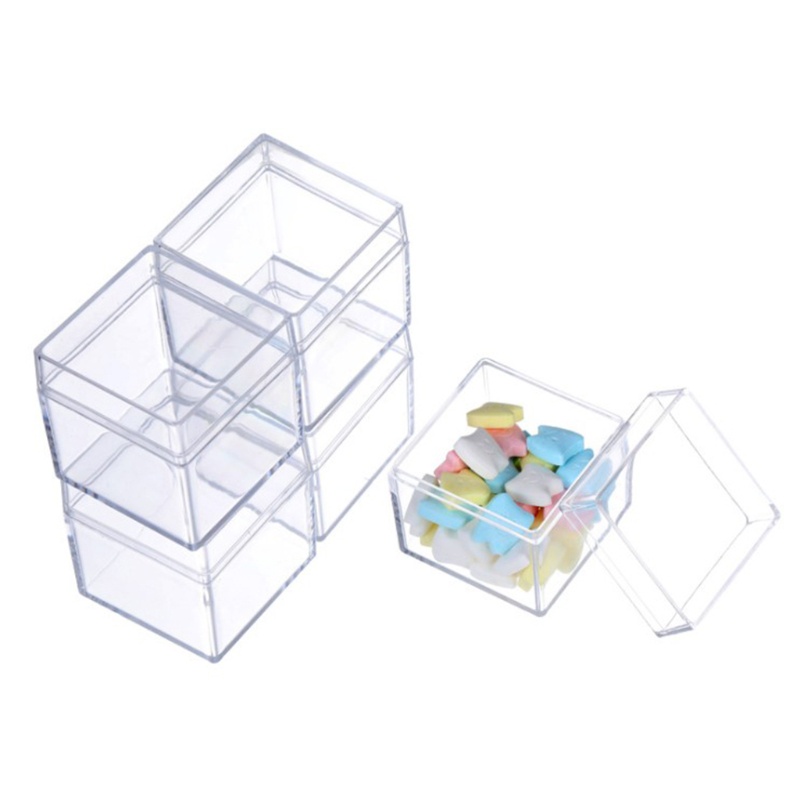 Bộ 12 Hộp Đựng Kẹo Bằng Acrylic Hình Vuông Màu Trong Suốt Dùng Cho Tiệc Cưới / Tiệc Em Bé