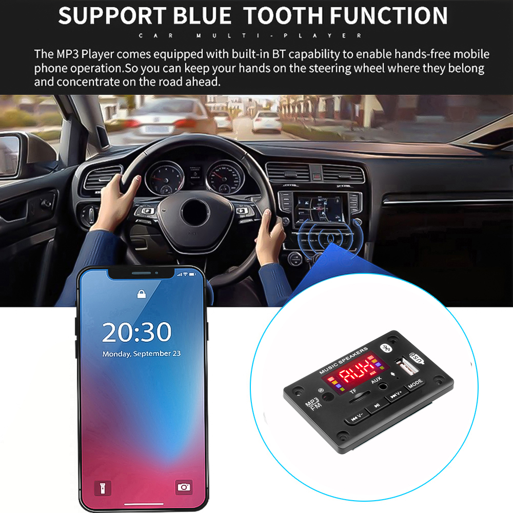 Bảng Giải Mã MP3 KEBIDUMEI JQ-D106BT Bluetooth5.0 12V Hỗ Trợ Ghi Âm Và Cuộc Gọi Cho Xe Hơi