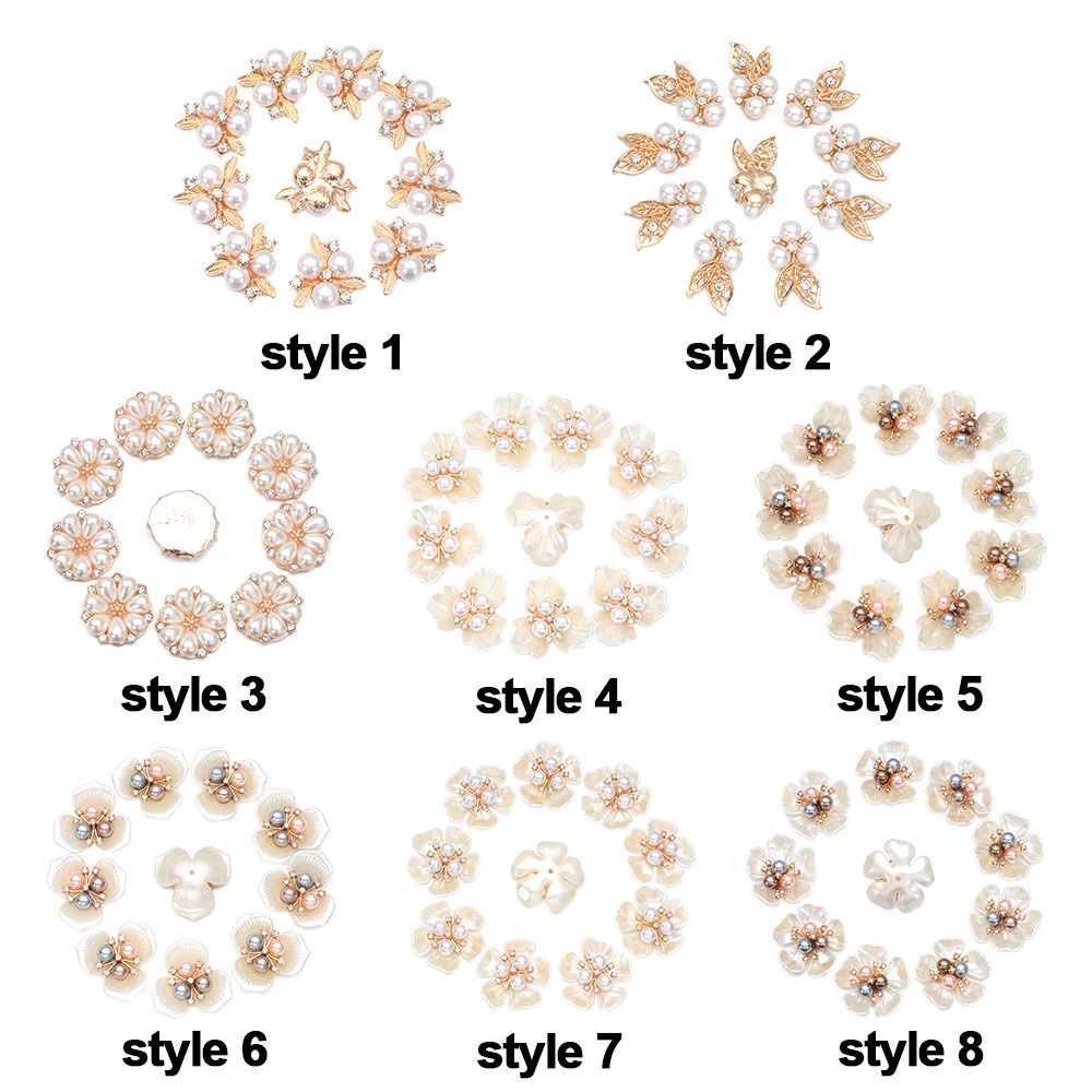 TARSUREVN 10Pcs   Flower Rhinestone Buttons Sparkling Crystal Hairpins Decoration Clothes Sewing Accessories