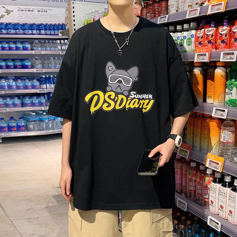 Áo Thun Tay Ngắn Dáng Rộng In Chữ Phong Cách Nhật Bản Thời Trang Mùa Hè Cho Nam Size M-8XL