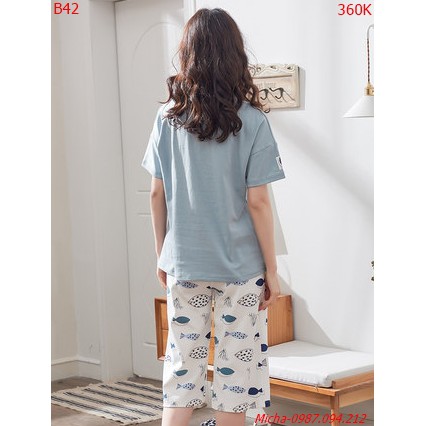 Đồ bộ nữ dáng lửng màu xanh hình cá - Micha B29