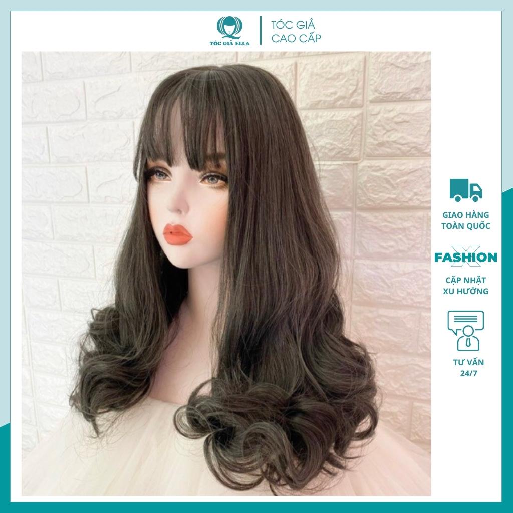 Tóc giả nữ đẹp 🤡FREESHIP🤡Giảm 5k khi nhập [TOCGIA5K]-Tóc giả nguyên đầu xoăn 40cm xám lạnh