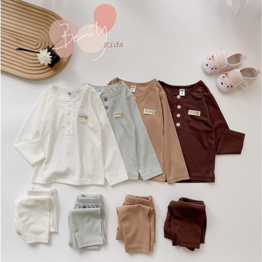 Bộ dài tay cho bé trai trơn màu , bộ thu đông chất thun tăm lạnh mềm mịn size từ 6 - 15 kg