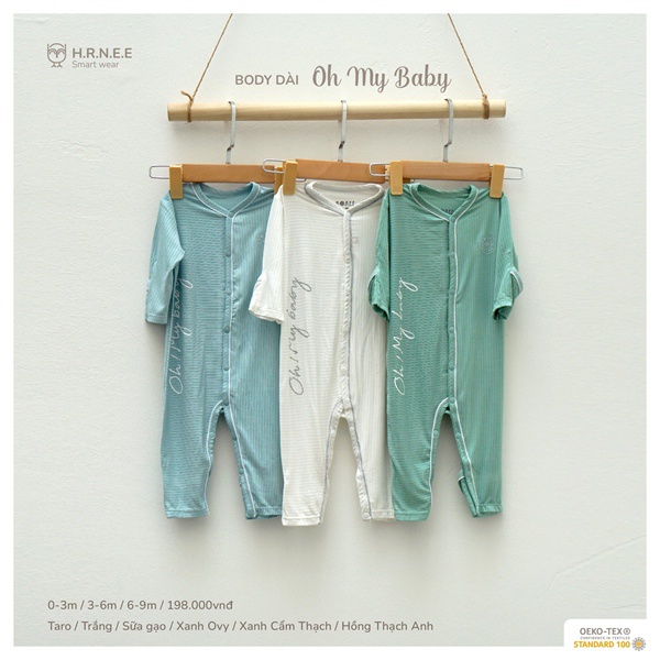 Hrnee Body dài tay cài chéo Oh my baby