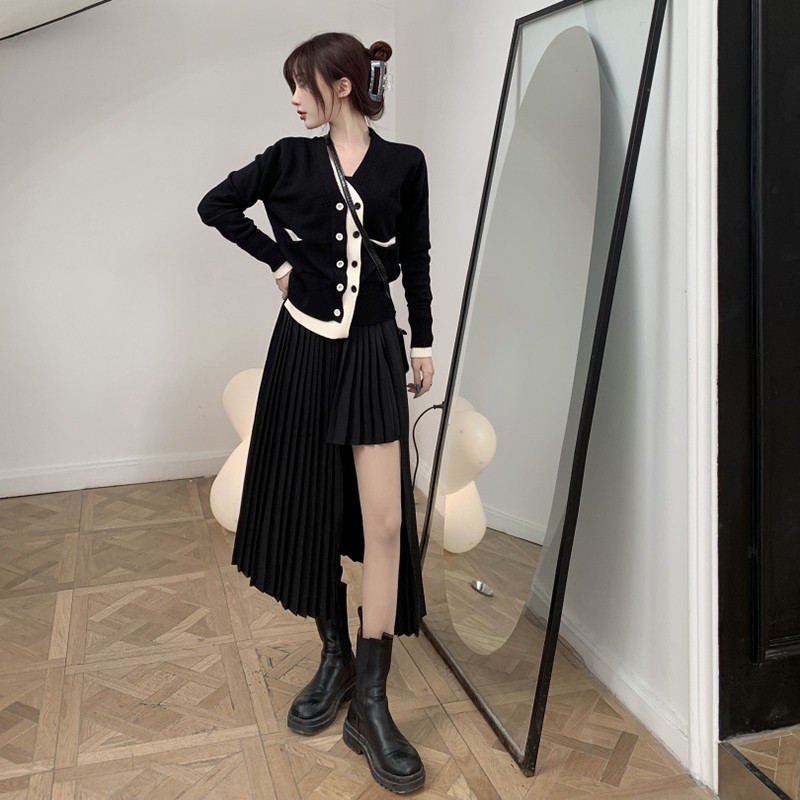 Chân váy xẻ midi xếp ly Emilyshop