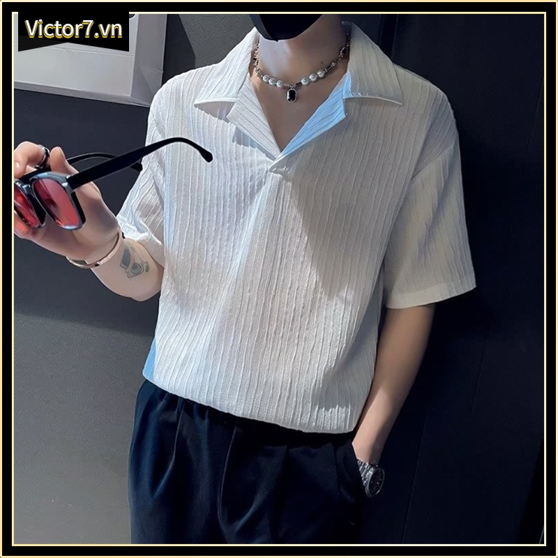 Áo Polo Tay Ngắn Dáng Rộng Kẻ Sọc Màu Sắc Trơn Phong Cách Hàn Quốc Cho Nam ÁO Polo Áo Thun Nam Áo Thun Tay Lỡ Áo Polo Nam Bánh Quế Polo Polo Nam Waffle Áo Polo Áo Polo Nam ĐẸP Áo Thun Áo Trắng Áo Thun Nam Có Cổ