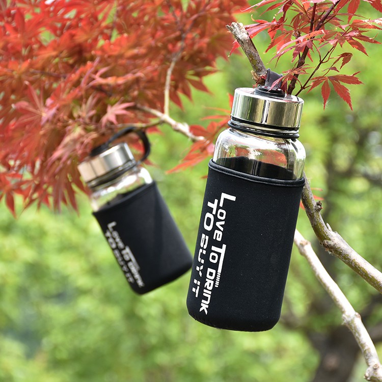 Bình thủy tinh quai xách có túi ủ 600ml  Love To Drink đựng Detox, sinh tố, nước ép, trà