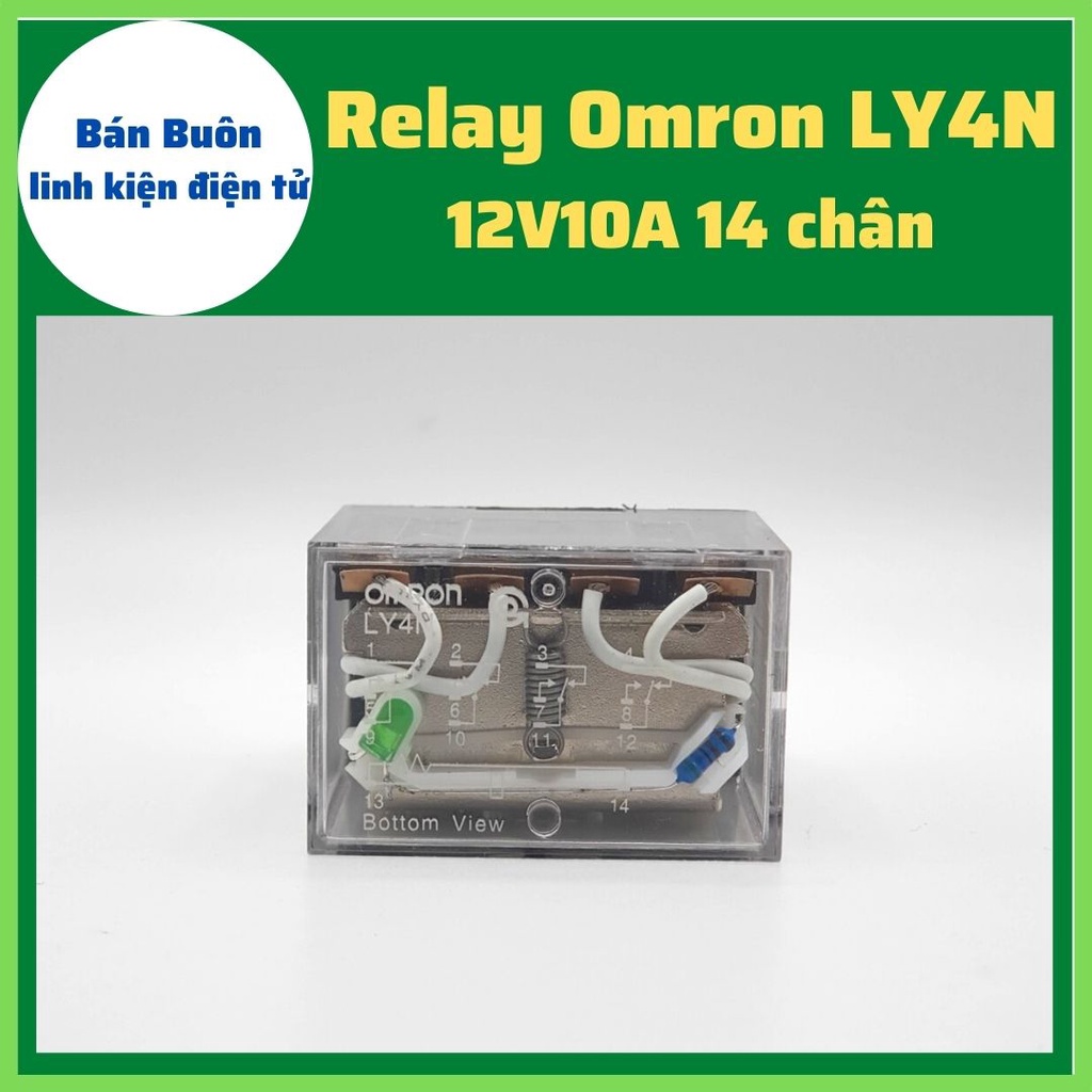 Relay trung gian 12V 14 chân, Rơ le trung gian, relay 12V10A 14 chân  (Chân To)