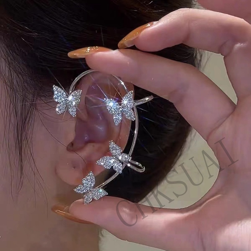Khuyên Vành Tai Hình Bướm Đính Đá Zircon Lấp Lánh Thanh Lịch Cho Nữ