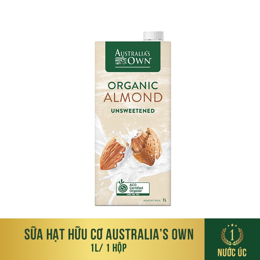 Sữa hạnh nhân hữu cơ không đường Australias Own 1 Lit. hsd tháng 1/23