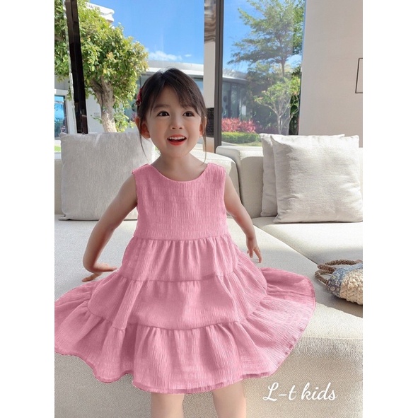 [VÁY BÉ GÁI] Váy 3 tầng 2 màu xinh lung linh cho bé gái