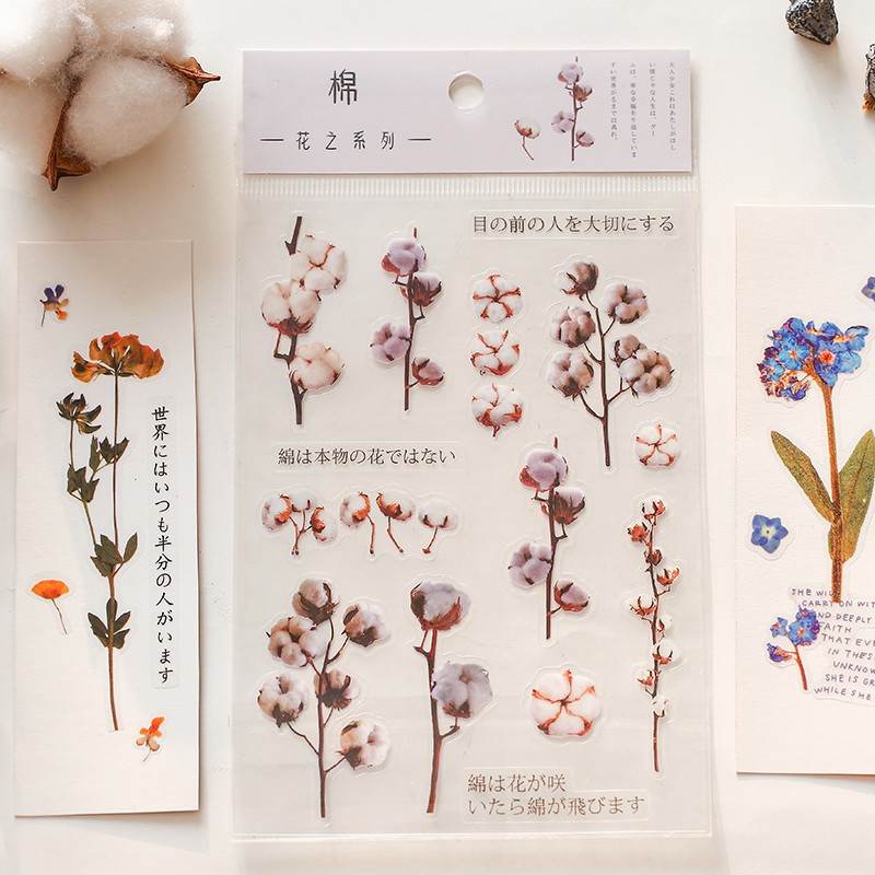 1 Bộ Sticker Cotton Họa Tiết Hoa Oải Hương / Cherry / Hoa Hồng / Cherry Trang Trí Nhật Ký / Khung Ảnh C6
