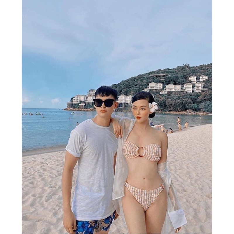 [ĐỒ BƠI QUẢNG CHÂU] Bikini hai mảnh áo quây ngang đính khoen ngực mix quần chip sexy | BigBuy360 - bigbuy360.vn