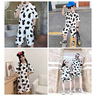 Gia Đình số 1 ⭐ SIÊU RẺ ⭐ Đồ bộ hoạt hình form rộng Unisex SET BÒ SỮA  dành cho người lớn - trẻ em chất thun mịn