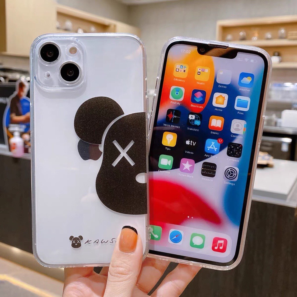 Ốp Lưng Iphone Trong Suốt, Bảo Vệ Camera In Hình Gấu KAWS Đôi 7Plus,8Plus,x,xs,xsmax,11,11promax,12,12promax,13,13promax