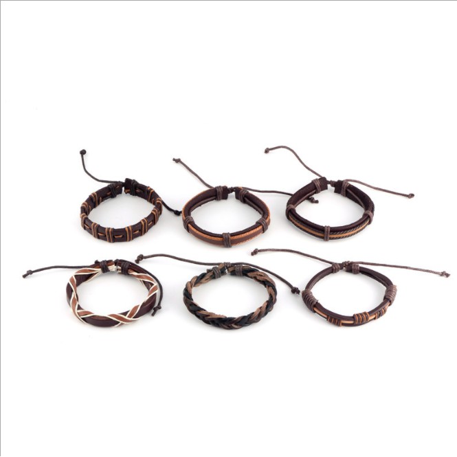 Combo 6 Vòng Tay Da Handmade - A14 [ FREE SHIP ]