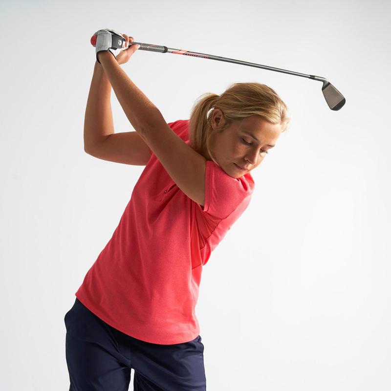 Áo thun polo ngắn tay chơi golf Decathlon Inesis trong thời tiết ấm áp cho nữ màu hồng dâu