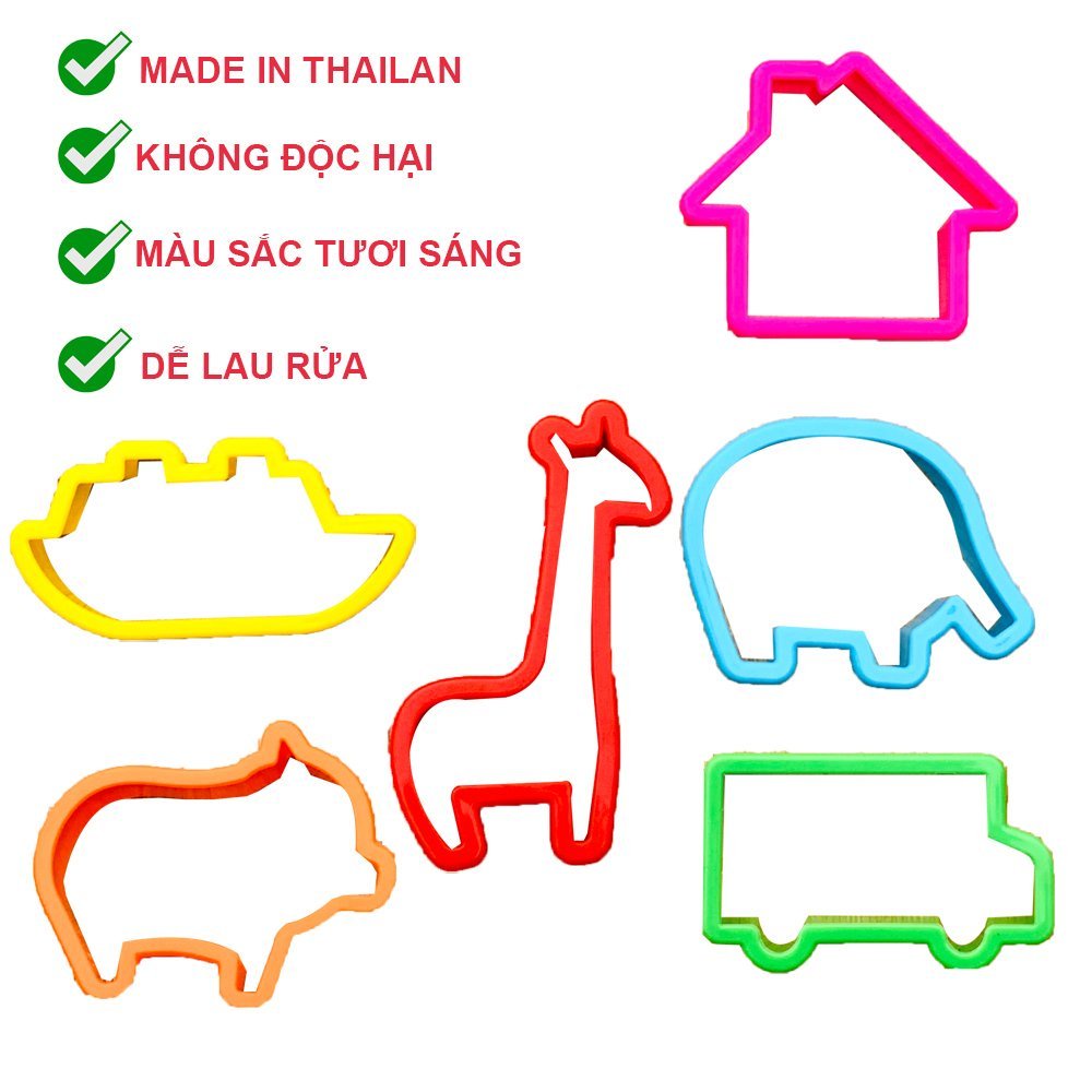 Đồ Chơi Sáng Tạo- 6 Hộp Đất Nặn Nhiều Màu Không Bết Dính Tặng Kèm 6 Khuôn Chơi Kích Thích Khả Năng Sáng Tạo Của Bé