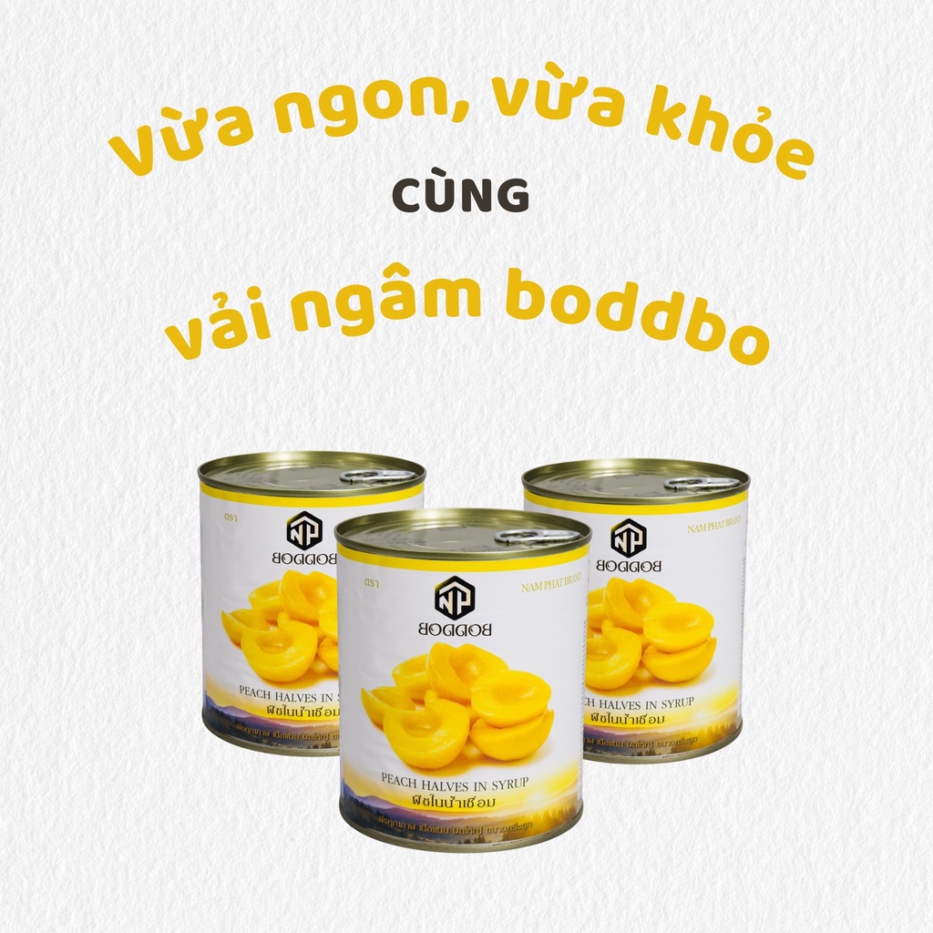 Đào ngâm/ Đào hộp Boddob Lon 820g - Siêu giòn