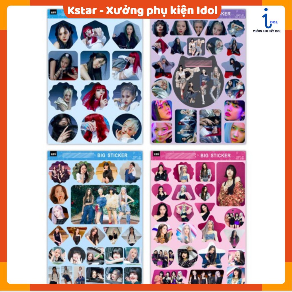 Sticker Bangtan Black Pink Exo Got7 Twice khổ A4