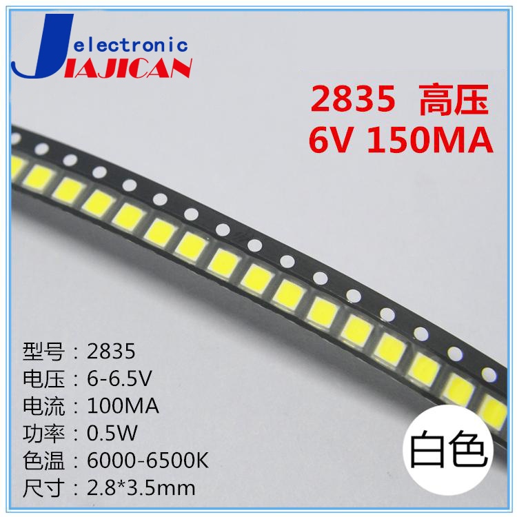 Set 100 Đèn LED Diode Ánh Sáng Trắng Điện Áp Cao 6V / 9V / 18V / 36V 0.5W / 1W