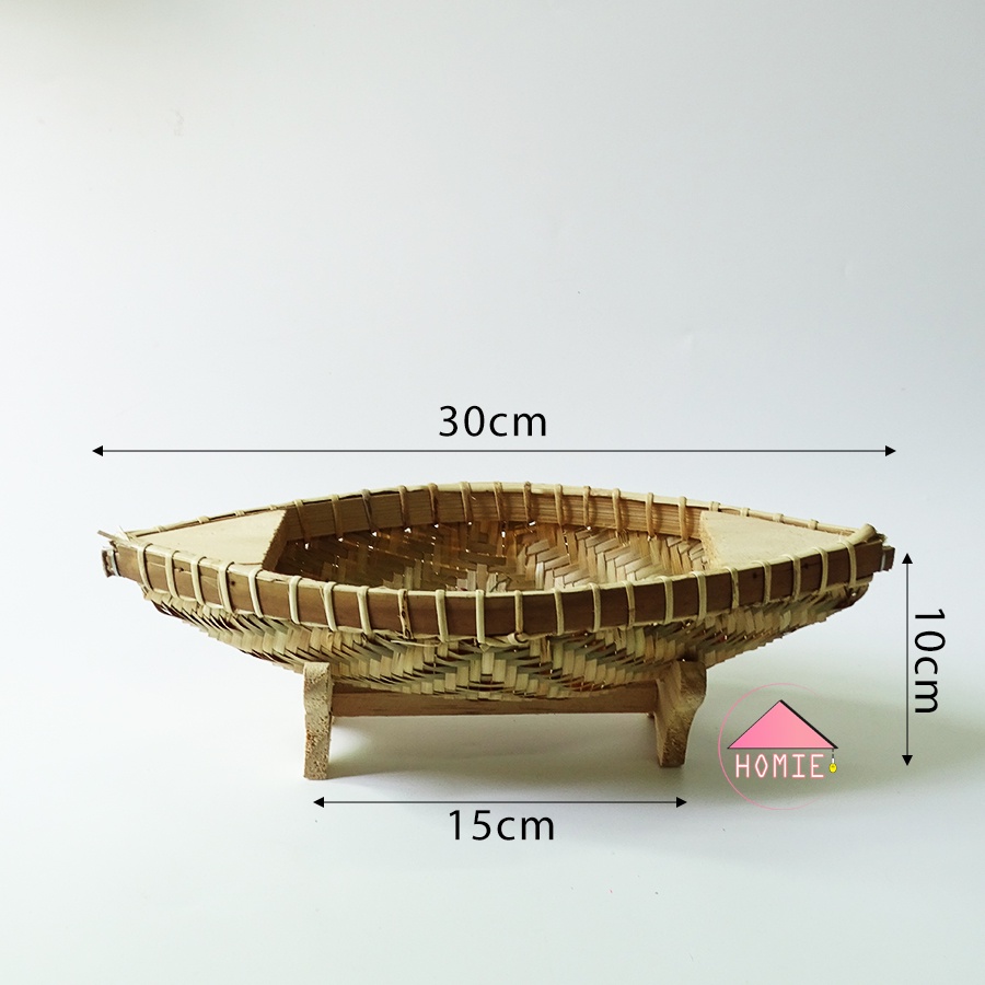 [Trang trí bàn ăn] Thuyền tre màu tự nhiên trang trí bàn độc đáo