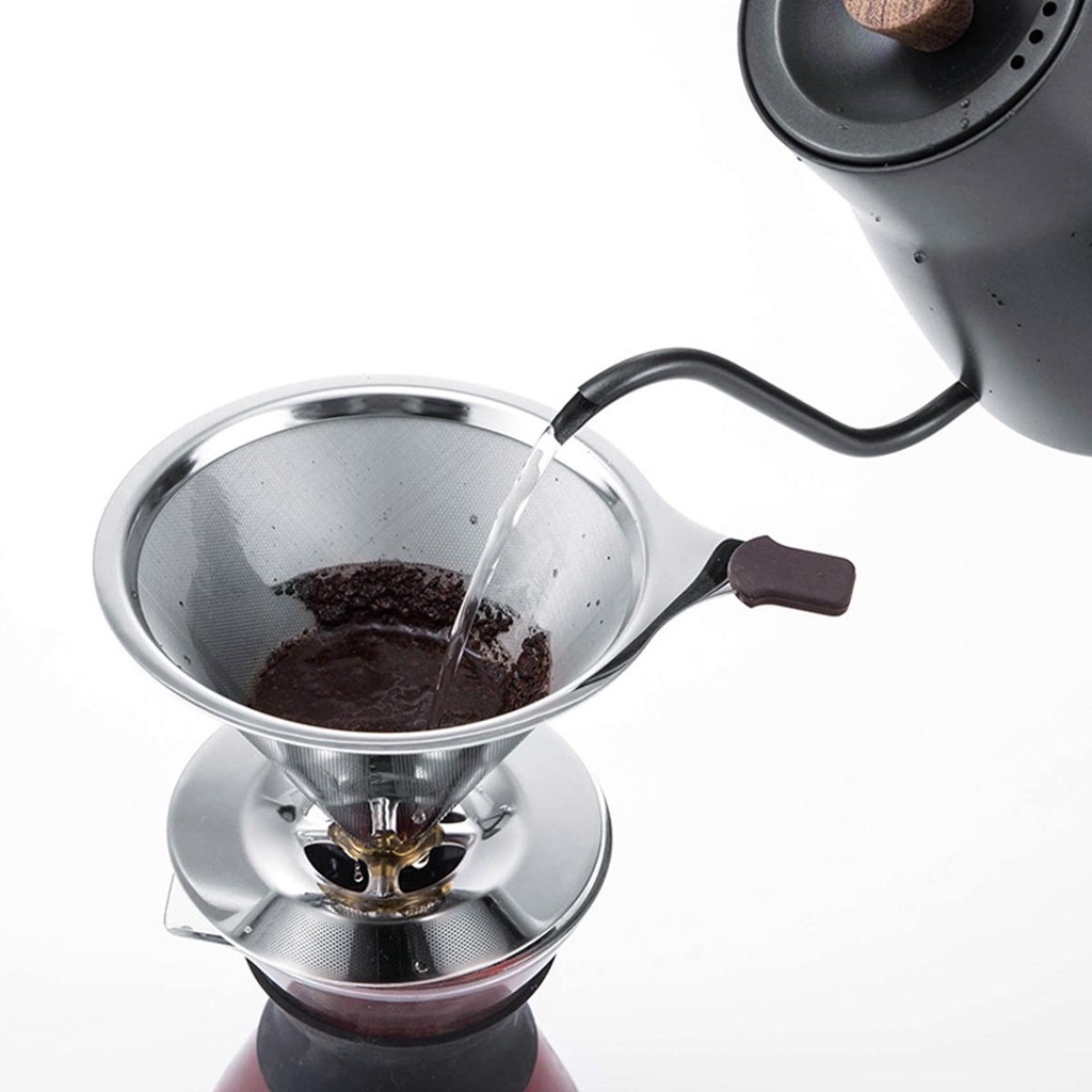 Cốc Lọc Cà Phê Bằng Thép Không Gỉ V60 Thân Thiện Với Môi Trường Kèm Giá Đỡ Hình Nón