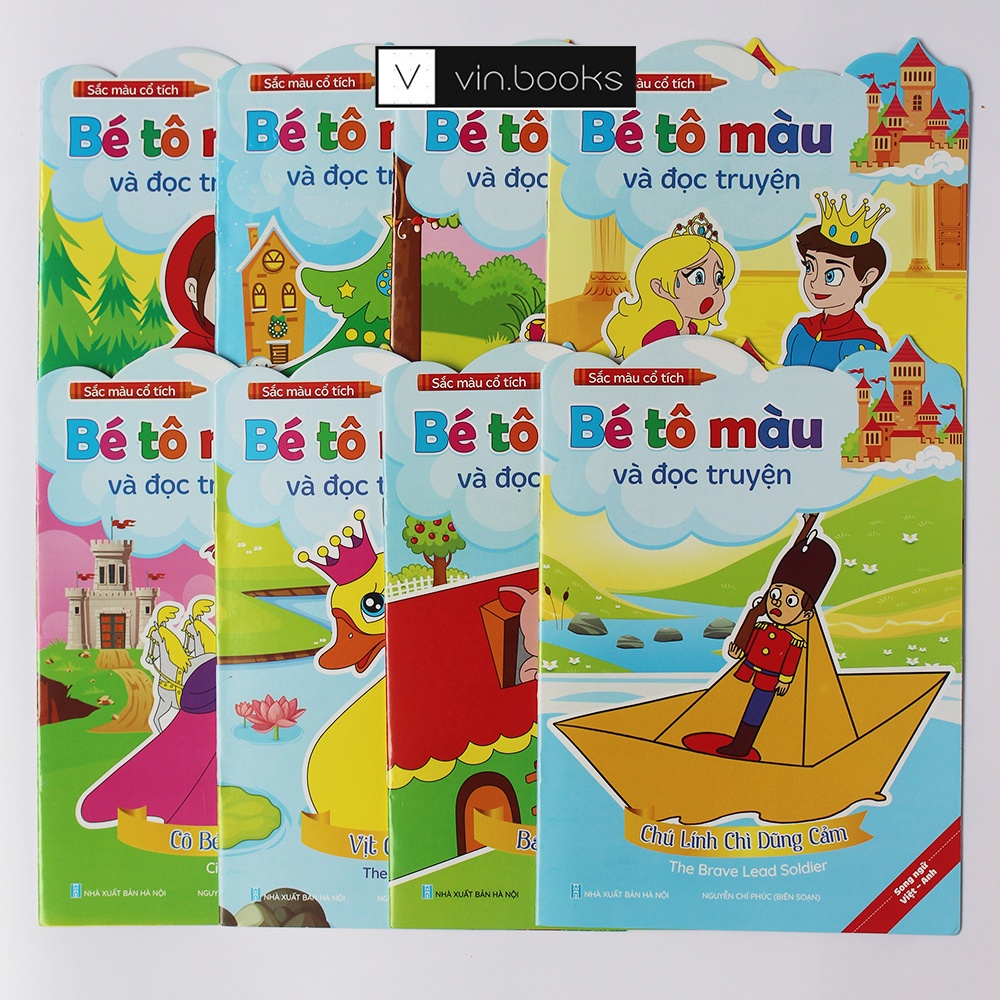 Sách - Bé tô màu và đọc truyện song ngữ Việt Anh (Bộ 8 quyển)