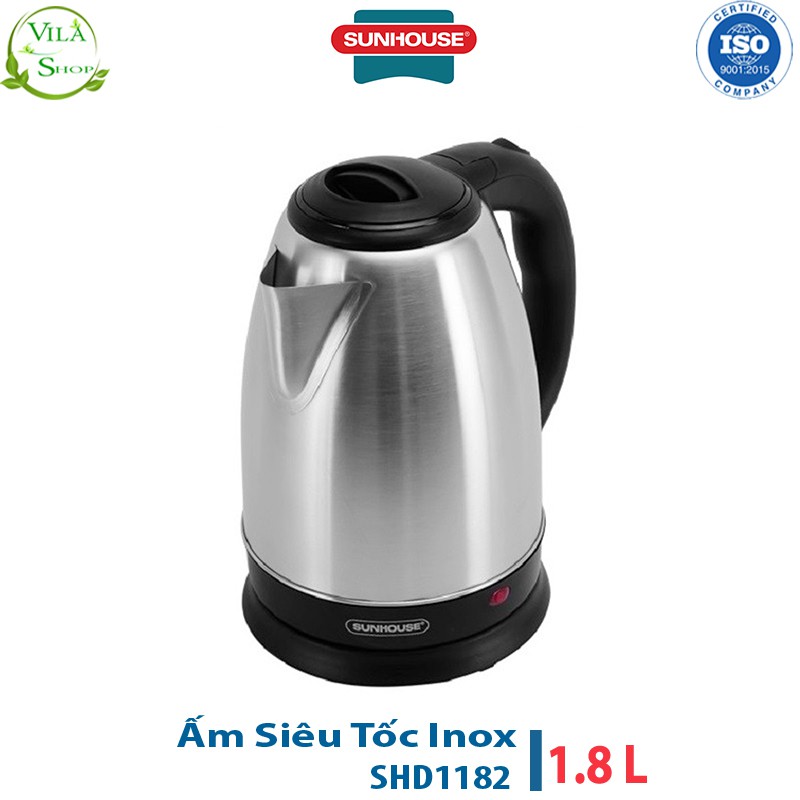 Ấm Siêu Tốc, Ấm Đun Nước Inox Sunhouse SHD1182 - Dung tích 1.8L, Chất Liệu Inox Cao Cấp Siêu Bền